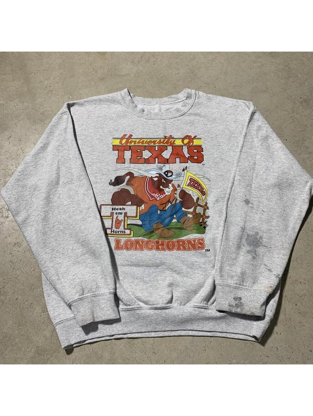 Vintage 90s University of Texas Longhorns Sweatshirt Gray Mens XL Graphic